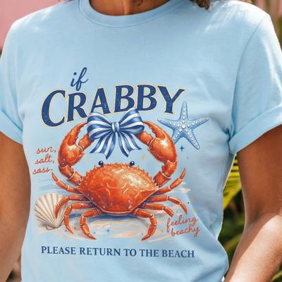 Summer Beach Southern Tee, Funny Beach Graphic Tee, Coquette Crabby Shirt, Beach Gift for Her, Sassy Ocean Outfit, Girls Trip Tee