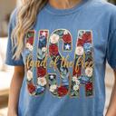  USA Gold Floral Land of the Free Graphic Tee, Patriotic Floral Shirt for Women, 4th of July Outfit, America Comfort Colors Tee, Patriotic Gift for Her