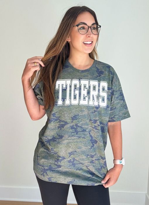 Personalized Camo Shirt for Women, Custom Team Name Graphic Tee, Football Baseball Basketball Spirit Wear, Chargers Camouflage T-Shirt, Custom Sports Shirt
