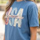  USA 250 Years 1776-2026 Faux Paint Texture Graphic Tee, America 250th Anniversary Shirt, 4th of July Outfit for Women, Patriotic Summer Tee, USA Comfort Colors Shirt