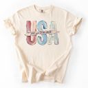  USA 250 Years 1776-2026 Faux Paint Texture Graphic Tee, America 250th Anniversary Shirt, 4th of July Outfit for Women, Patriotic Summer Tee, USA Comfort Colors Shirt
