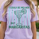  I Could Be Meaner But Margaritas Striped Graphic Tee, Funny Margarita Shirt for Women, Girls Trip Tee, Summer Drinking Shirt, Cute Vacation Outfit, Gift Idea, Women's Clothing