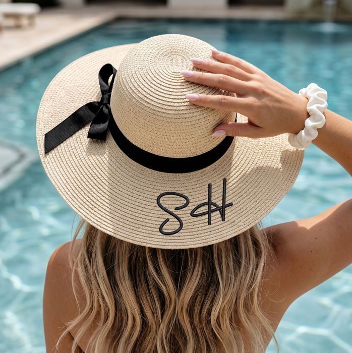 Personalized Initials Floppy Beach Hat, Custom Embroidered Sun Hat, Bachelorette Beach Hat, Bridesmaid Gift Hat, Girls Trip Accessory, Custom Initial Hat for Women, Beach Vacation Hat, Summer Gift for