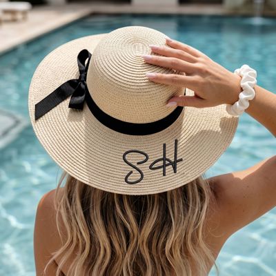 Personalized Initials Floppy Beach Hat, Custom Embroidered Sun Hat, Bachelorette Beach Hat, Bridesmaid Gift Hat, Girls Trip Accessory, Custom Initial Hat for Women, Beach Vacation Hat, Summer Gift for