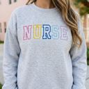  Nurse Embroidered Varsity Crewneck Sweatshirt, Nurse Appreciation Gift, Cute Nurse Sweatshirt, Nursing School Outfit, Nurse Life Crewneck, Gift for Nurse, RN Gift