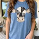  Faux Patchwork Cow Head Comfort Colors Tee, Quilted Graphic Floral Gingham Cow Shirt, Faux Applique Comfort Colors Tee, Farmhouse Graphic Top, Country Cow Lover Shirt 