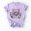  Raccoon Sunglasses Stripe Comfort Colors Tee, Peace Sign Raccoon Tee, Retro Inspired Animal Shirt, Cute Wildlife Graphic, Colorful Statement Tee, Fun Casual Top, Playful Gift Idea  