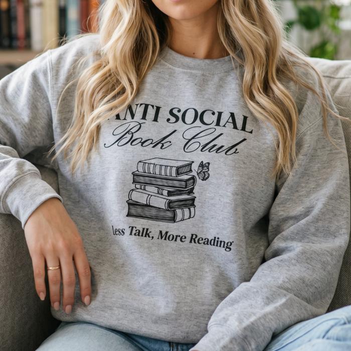 Anti-Social Book Club Sweatshirt for Women – Cozy Reading Crewneck for Introverts, Book Lovers, and Homebodies