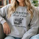  Anti-Social Book Club Sweatshirt for Women – Cozy Reading Crewneck for Introverts, Book Lovers, and Homebodies
