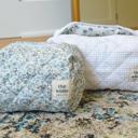  Custom Embroidered Flower Makeup Bag, Quilted Cosmetic Pouch, Personalized Toiletry Bag for Women, Makeup Organizer, Gift for Mom, Gift for Her