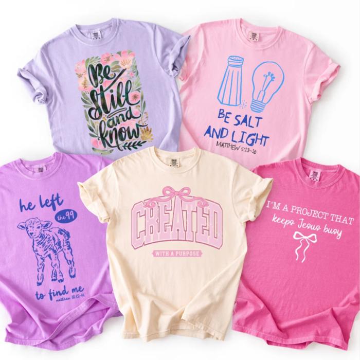 Christian Comfort Colors T-Shirt, Faith-Based Graphic Tee, Choose Your Design, Be Still and Know, Salt and Light, Created With a Purpose, Bible Verse Shirt