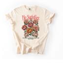  He Satisfies the Thirsty Comfort Colors Tee, Psalm 107:8 9 Floral Scripture Graphic T-shirt, Botanical Bible Verse Top, Christian Women’s Graphic Tee, Scripture Inspired Apparel, Religious Gift Idea  