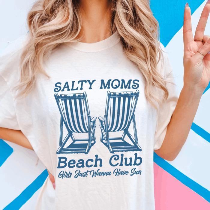 Summer Graphic Tees for Women Comfort Colors | Retro Beach Shirt, Floral Tee, Smiley Face, Summer Vibes, Salty Moms Club