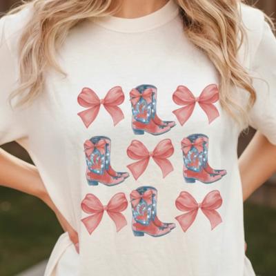 Bows and Boots Comfort Colors Graphic Tee, Women’s Fall Western Cowgirl Shirt ,Coquette Bow Aesthetic Country Concert Outfit