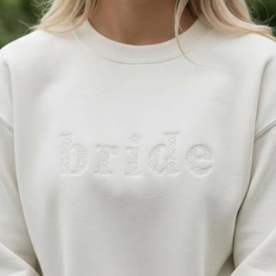 Embroidered Floral Bride Sweatshirt Crewneck with Bow, Bridal Shower Gifts, Engagement Gift, Honeymoon Sweater
