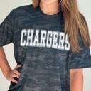  Personalized Camo Shirt for Women, Custom Team Name Graphic Tee, Football Baseball Basketball Spirit Wear, Chargers Camouflage T-Shirt, Custom Sports Shirt