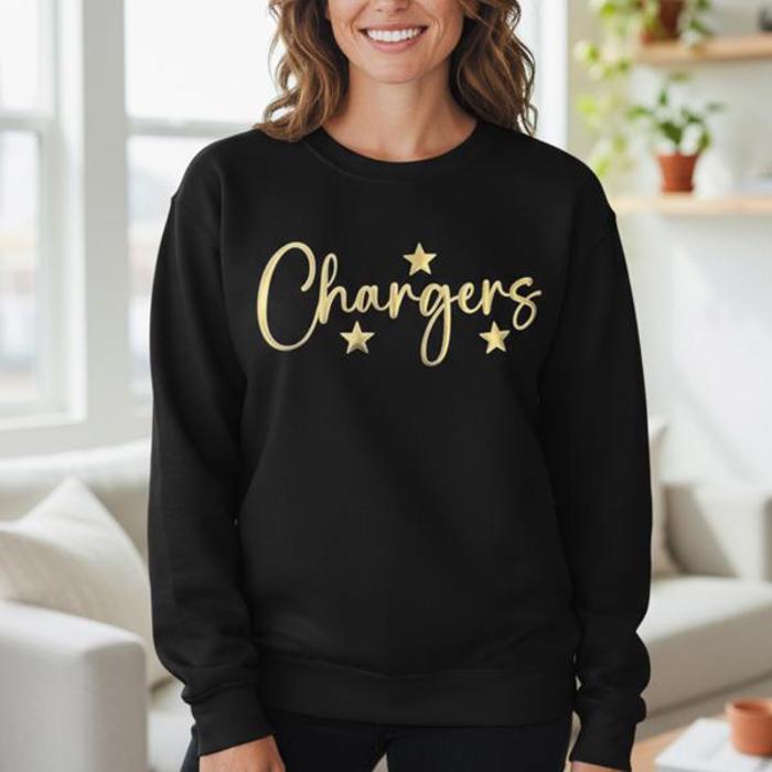 Custom Puff Print Team Name Sweatshirt, Gold Star Embossed Mascot Sweatshirt, Custom School Mascot Sweatshirt, Gift Idea Metallic Puff Print