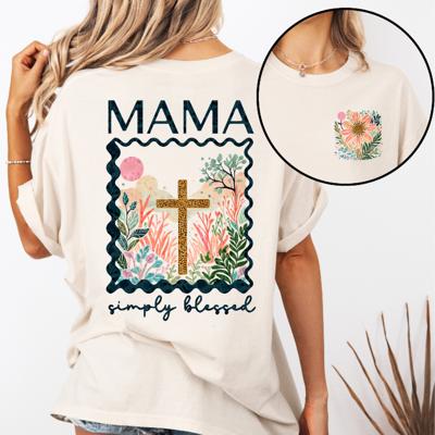 Mama Simply Blessed Comfort Colors Tee – Christian Motherhood Shirt for Women, Cute Faith-Based Graphic Tee for Moms