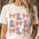  Cowboy Boots and Bows Graphic Tee, Cute Country Girl Tee, Gift for Her, Southern Girl Shirt, Coquette Women's Top, Cowgirl Rodeo Outfit, Western Tee