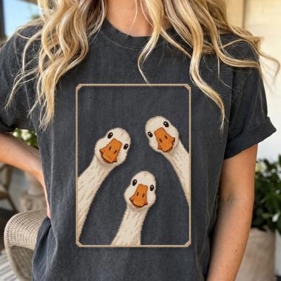 Three Goose Window Comfort Colors Tee, Vintage Goose Illustration Tee, Whimsical Farmhouse Animal Shirt, Cozy Cottagecore Top, Cute Bird Lover Tee, Country Inspired Graphic Shirt, Rustic Everyday Tee