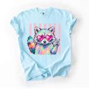  Raccoon Sunglasses Stripe Comfort Colors Tee, Peace Sign Raccoon Tee, Retro Inspired Animal Shirt, Cute Wildlife Graphic, Colorful Statement Tee, Fun Casual Top, Playful Gift Idea  