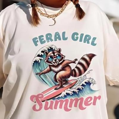 Feral Girl Summer Surfing Comfort Colors Tee, Coastal Graphic Shirt for Women, Cute Summer Beach Tee, Surf Vibes Aesthetic Top, Gift for Beach Lovers, Summer Outfit