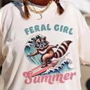  Feral Girl Summer Surfing Comfort Colors Tee, Coastal Graphic Shirt for Women, Cute Summer Beach Tee, Surf Vibes Aesthetic Top, Gift for Beach Lovers, Summer Outfit