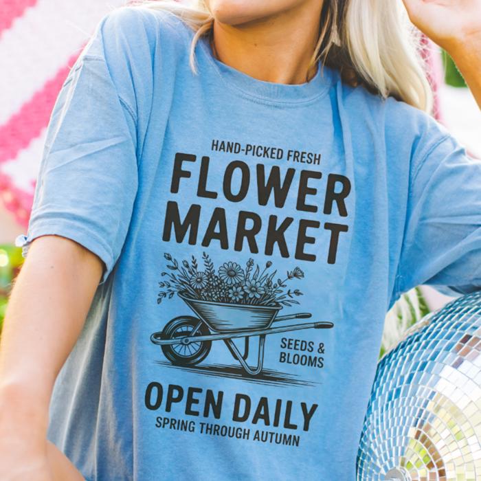 Flower Market Comfort Colors Shirt, Floral Graphic Tee, Vintage Flower Bouquet Shirt, Cottagecore Spring Outfit, Gift For Her