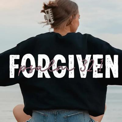 Custom Christian Sweatshirt, Personalized Faith Crewneck, Forgiven Psalm 32:1 Sweatshirt, Custom Scripture Sweatshirt, Religious Gift