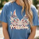  Freedom Wings Graphic Tee, Patriotic Women's Shirt, Fourth of July Outfit, USA Pride Tee, Independence Day Gift for Her, Casual Women’s Top