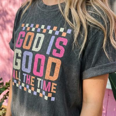 God Is Good All the Time Checkered Graphic Tee, Christian Shirt for Women, Faith Based Tee, Religious Gift for Her, Retro Christian Shirt, Comfort Colors Style Tee, Bible Verse Shirt