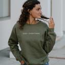  God > Everything Christian Sweatshirt – Bold Faith-Based Crewneck for Women, Inspirational Religious Gift Idea