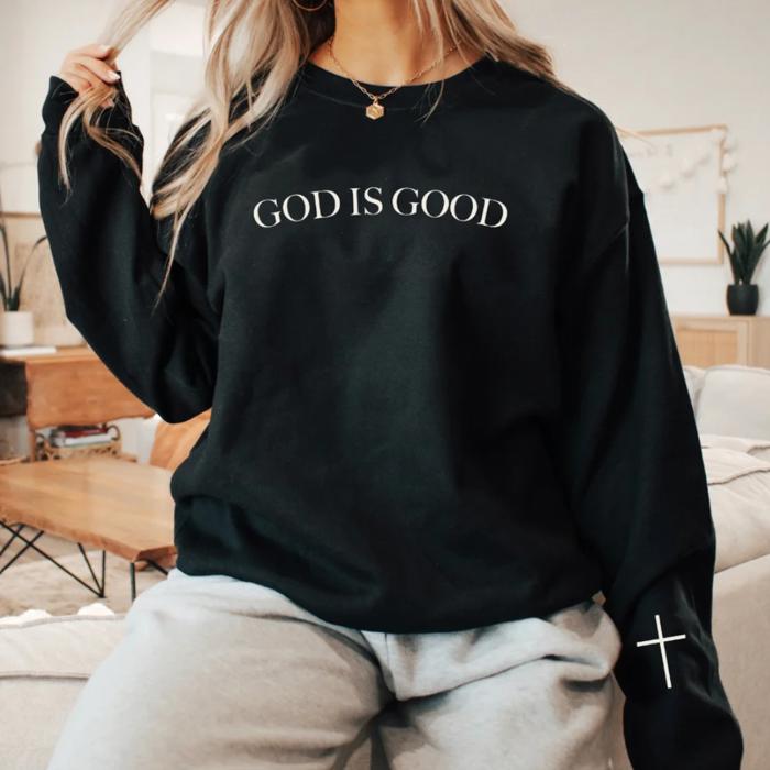 God Is Good Sweatshirt, Christian Sweatshirt Gift, Faith Based Crewneck, Christian Apparel Oversized Adult Unisex Jesus, Gift for Her