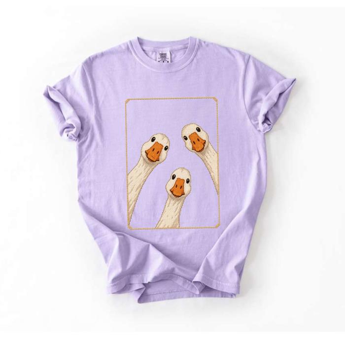 Three Goose Window Comfort Colors Tee, Vintage Goose Illustration Tee, Whimsical Farmhouse Animal Shirt, Cozy Cottagecore Top, Cute Bird Lover Tee, Country Inspired Graphic Shirt, Rustic Everyday Tee