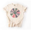  Faux Patchwork Floral Bloom Graphic Comfort Colors Tee, Vintage Inspired Flower Shirt, Quilted Look Floral Top, Cottagecore Casual Tee, Garden Outfit