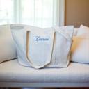  Classic Embroidered Monogram Tote Bag Personalized Canvas Tote, Bridesmaid Gift, Custom Sailboat Tote Teacher Bag, Bachelorette Party Beach Bag