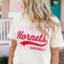  Custom Team Name Stripe Bow Graphic Tee, Personalized School Spirit Shirt, Custom Mascot Tee, Game Day Outfit for Women, Custom Team Shirt, School Spirit Tee, Personalized Sports Mom Shirt
