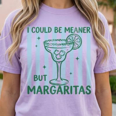 I Could Be Meaner But Margaritas Striped Graphic Tee, Funny Margarita Shirt for Women, Girls Trip Tee, Summer Drinking Shirt, Cute Vacation Outfit, Gift Idea, Women's Clothing