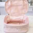  Embroidered Makeup Bags for Women, Delaney Font Large Capacity Corded Cosmetic Bag, Travel Makeup Organizer, Cute Toiletry Pouch, Skincare Storage, Gift for Her