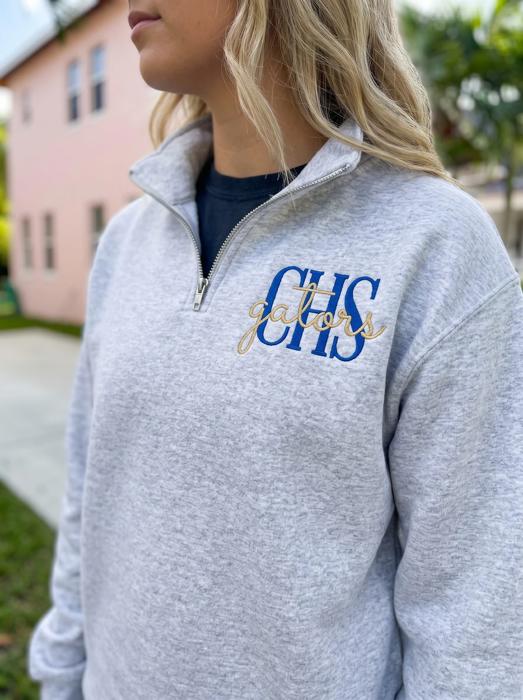 Custom School Team Embroidered Quarter Zip, Personalized Monogram Pullover, Custom Script State Sweatshirt, College Gift, University Quarter Zip, School Spirit, Game Day Shirt, Sports Outfit
