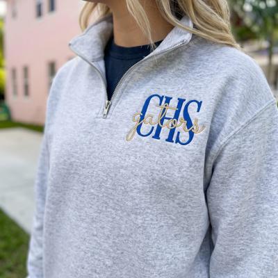Custom School Team Embroidered Quarter Zip, Personalized Monogram Pullover, Custom Script State Sweatshirt, College Gift, University Quarter Zip, School Spirit, Game Day Shirt, Sports Outfit