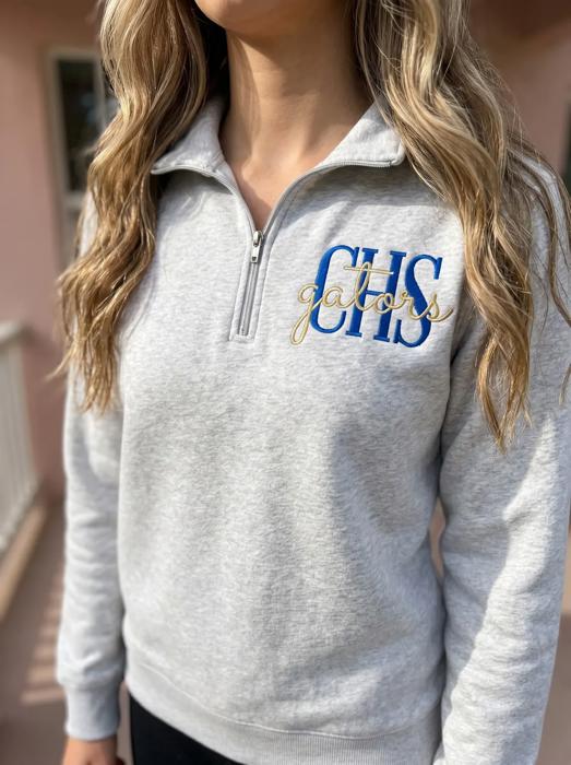 Custom School Team Embroidered Quarter Zip, Personalized Monogram Pullover, Custom Script State Sweatshirt, College Gift, University Quarter Zip, School Spirit, Game Day Shirt, Sports Outfit