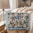  Personalized Floral Quilted Ruffle Pouch, Custom Embroidered Makeup Bag, Patchwork Cosmetic Case, Zipper Travel Pouch, Monogram Gift for Her, Floral Toiletry Bag