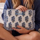  Personalized Floral Quilted Ruffle Pouch, Custom Embroidered Makeup Bag, Patchwork Cosmetic Case, Zipper Travel Pouch, Monogram Gift for Her, Floral Toiletry Bag
