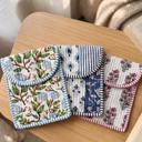  Floral Patchwork Quilted Kindle Sleeve, Padded iPad Mini Case, Cotton Storage Pouch, Magnetic Closure E Reader Cover, Travel Organizer, Small Tech Accessory Bag