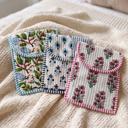  Floral Patchwork Quilted Kindle Sleeve, Padded iPad Mini Case, Cotton Storage Pouch, Magnetic Closure E Reader Cover, Travel Organizer, Small Tech Accessory Bag