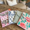  Floral Patchwork Quilted Kindle Sleeve, Padded iPad Mini Case, Cotton Storage Pouch, Magnetic Closure E Reader Cover, Travel Organizer, Small Tech Accessory Bag