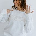  Embroidered Bride Sweatshirt Crewneck, Personalized with Name and Wedding Date on Sleeve Sweater, Bridal Shower Gifts, Engagement Gift
