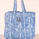  Embroidered Cotton Quilted Bag, Block Print Tote Bag for Women, Boho Travel Bag, Handmade Shoulder Purse, Large Floral Weekender, Bridesmaid