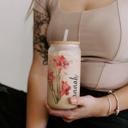  Personalized Colorful Birth Flower Coffee Cup With Name, Personalized Birth Flower Glass Tumbler, Bridesmaid Proposal, Gifts for Her Be My Bridesmaid